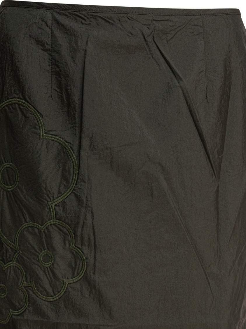 Cecilie Bahnsen High-waisted Midi Skirt With Floral Embroidery In Green