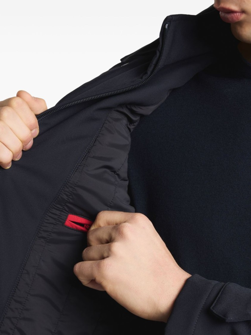 Fay Navy Blue Classic Coat With Removable Inner Layer And Hood In Black