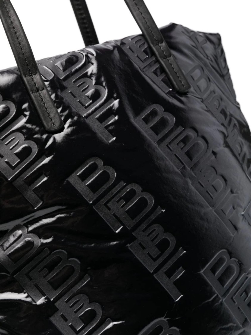 By Far Black Embossed Leather Handbag In Black