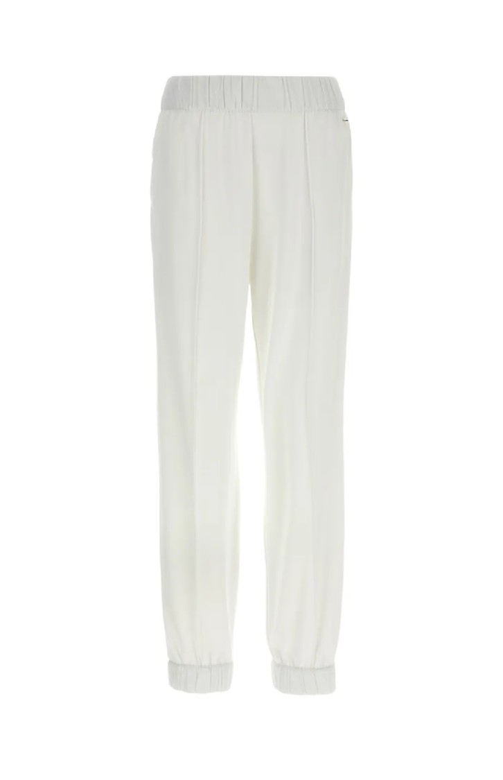 Herno White Trousers With Elastic Waistband And Cuffs