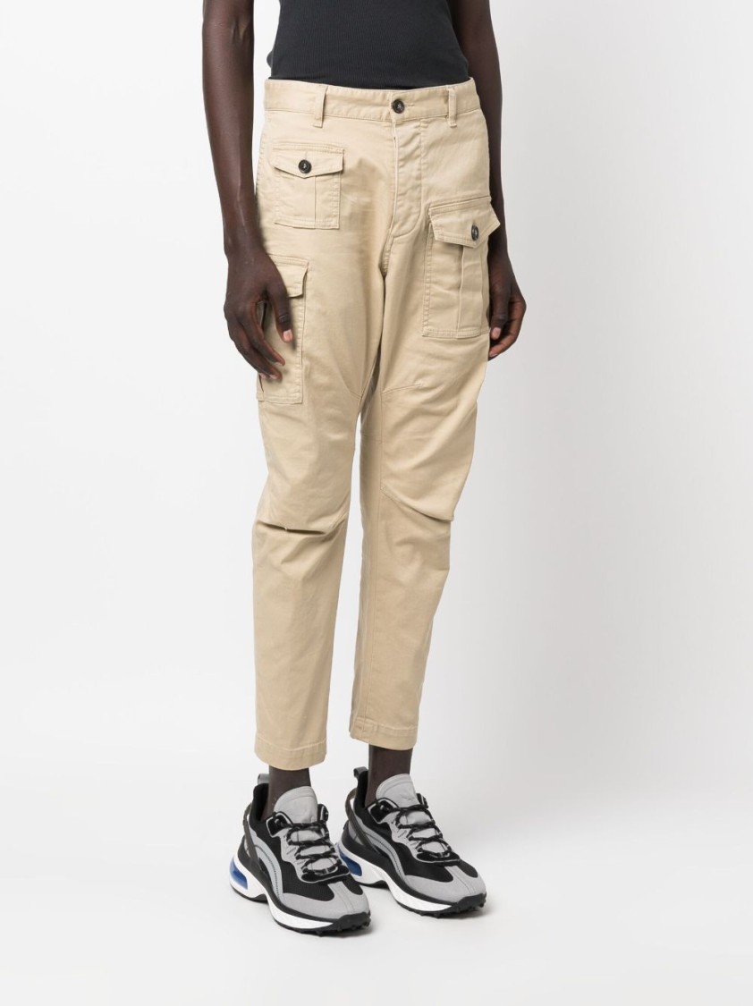 Shop Dsquared2 Tapered Cropped Cargo Trousers In Neutrals