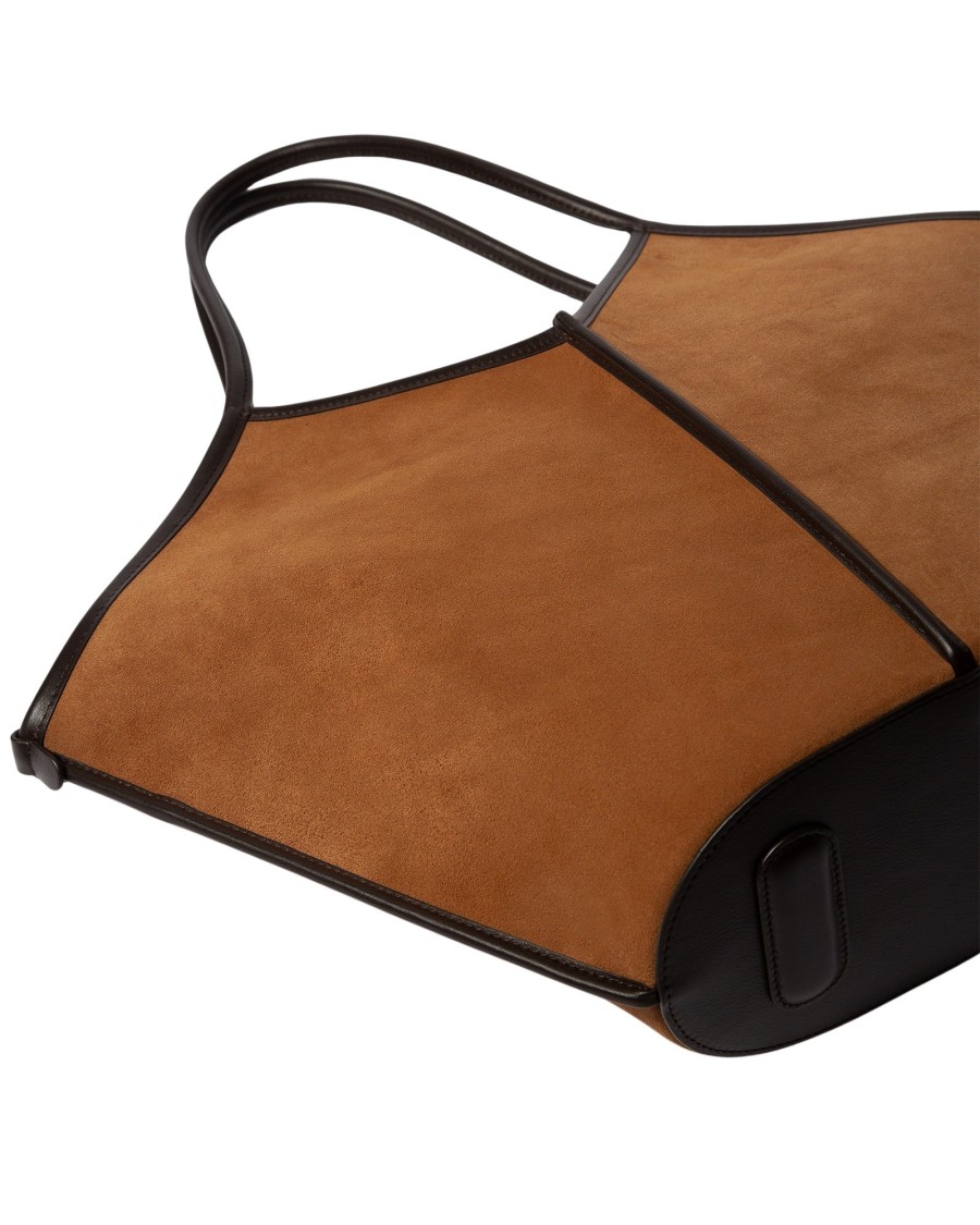 HEREU HEREU CALELLA SUEDE TOTE BAG WITH GEOMETRIC DESIGN