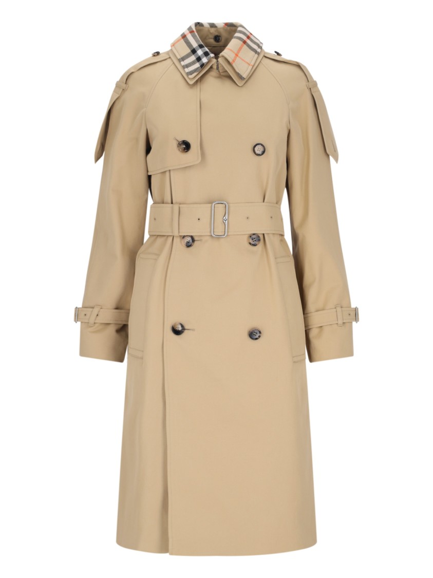 Shop Burberry Long Double-breasted Trench Coat – Beige In Neutrals