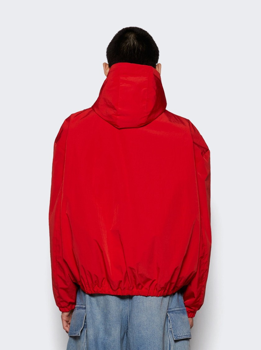Marni Hooded Jacket With Elasticated Hem And Side Pockets In Red