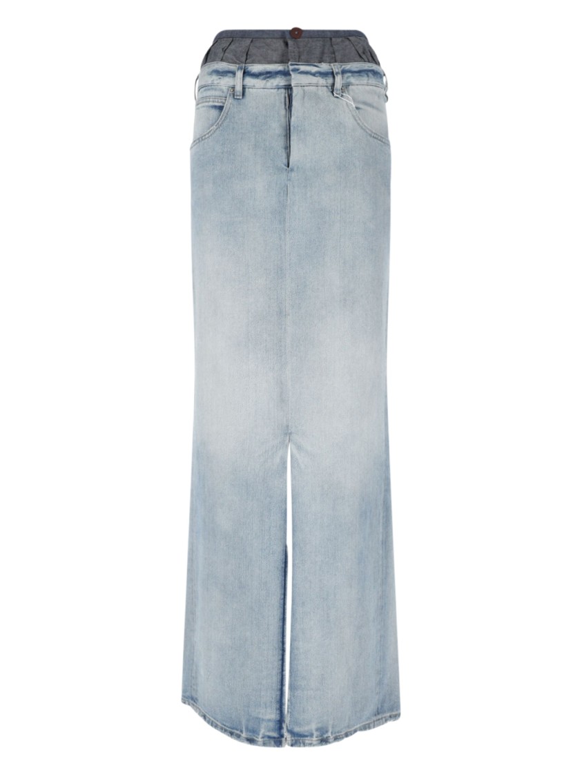 MAISON MARGIELA MAISON MARGIELA ANONIMITY OF THE LINING' MAXI DENIM SKIRT – LIGHT BLUE 