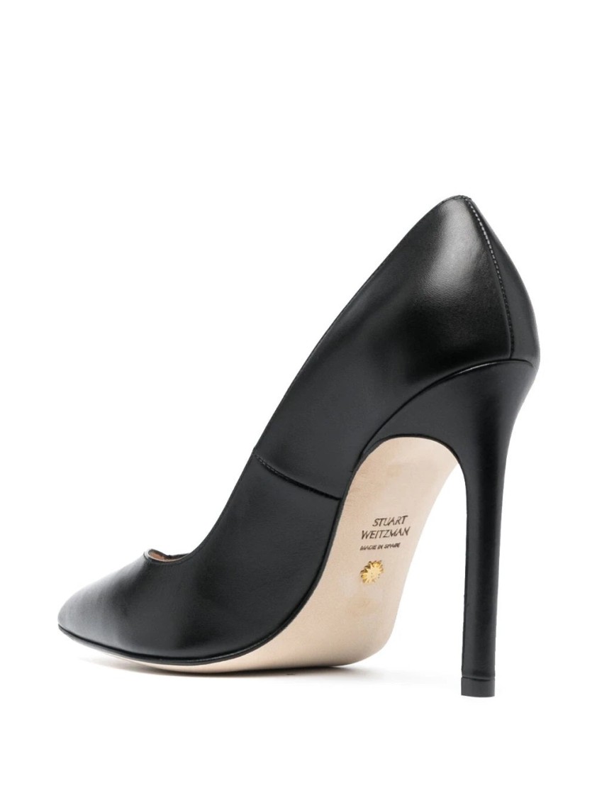 Stuart Weitzman Pointed-toe Black Pumps With Mid-height Stiletto Heel In Black