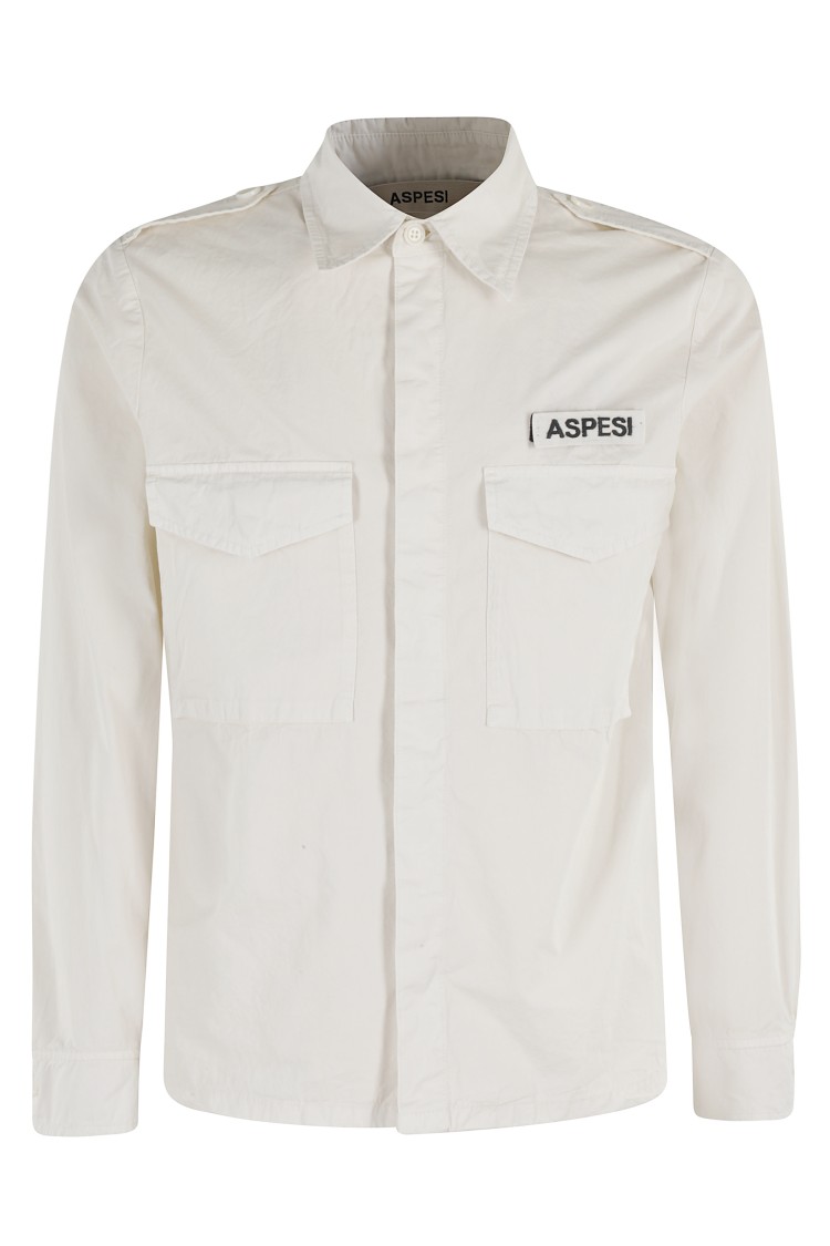 Aspesi Field Jacket With Pointed Collar And Flap Pockets In White