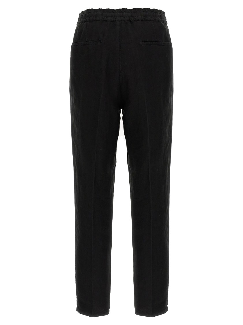 Brunello Cucinelli Men Leisure Fit Trousers In Virgin Wool Flannel With Drawstring And Double Darts In Black