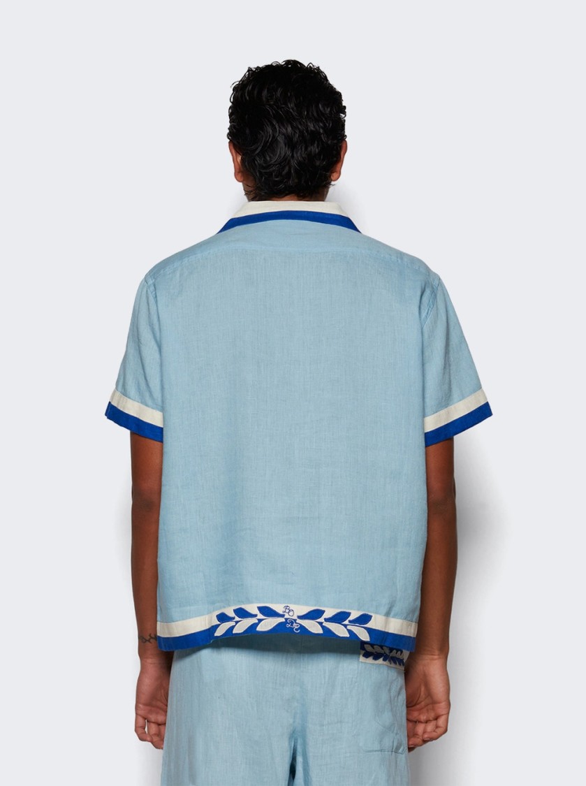 Bode Seedling Stripe Linen Camp Shirt