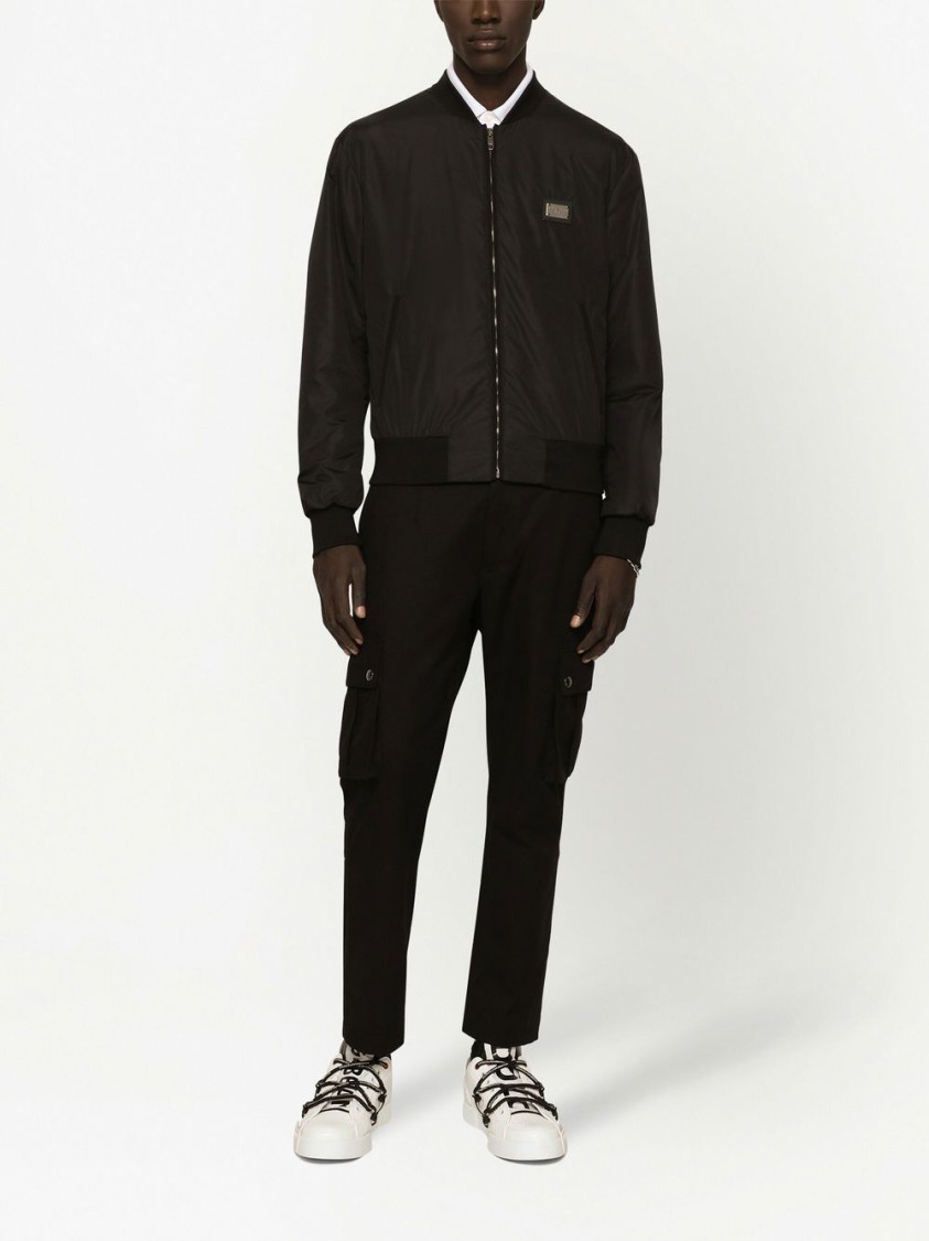 Dolce & Gabbana Dg Essential Puffer Jackets Black In Black