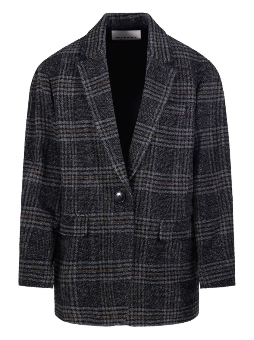 Isabel Marant Étoile Tailored Plaid Blazer With Single Button Closure In Black