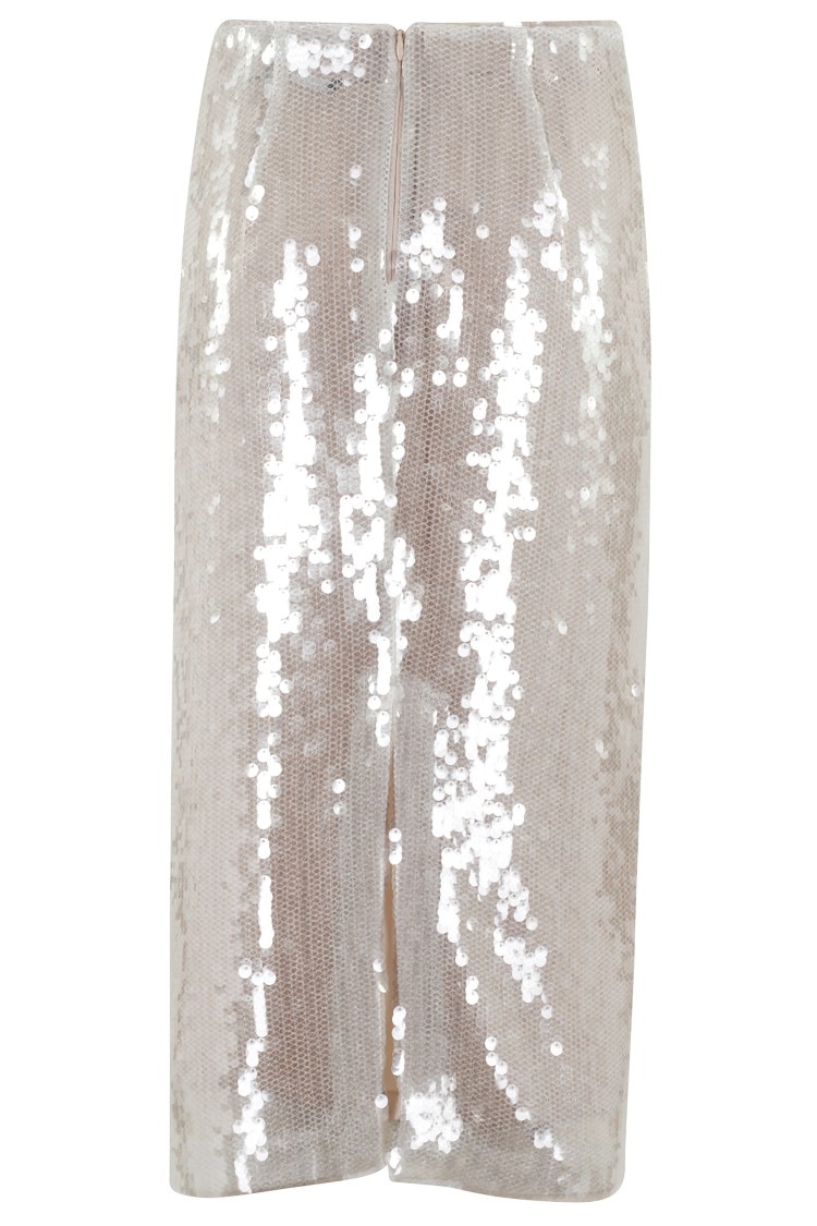 Shop Federica Tosi Sheer Mesh Skirt With All-over Sequin Design