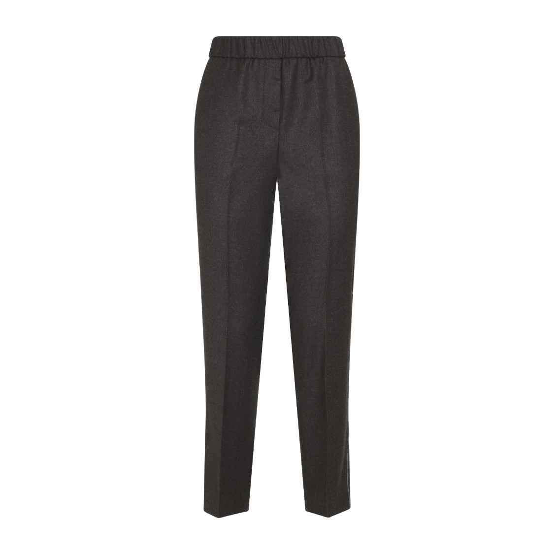 Peserico Straight-leg Brown Virgin Wool Pants With Lurex Details In Brown