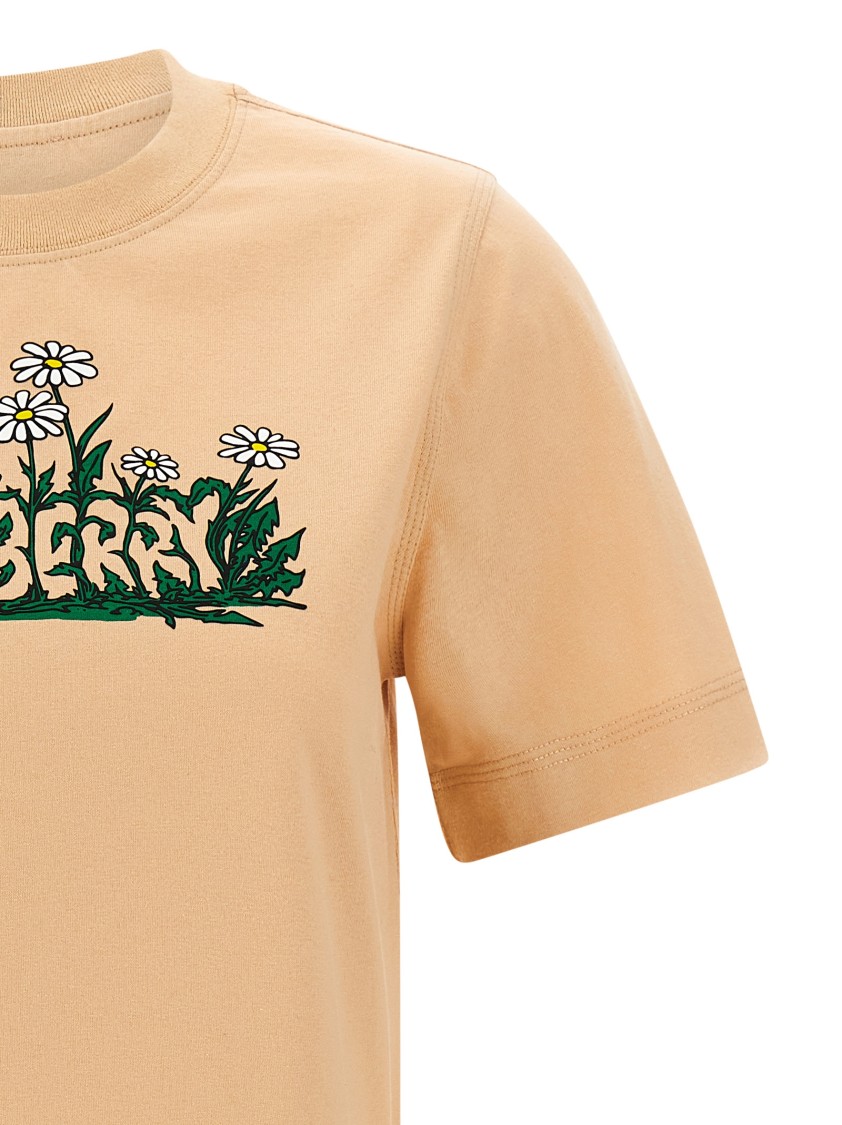 Burberry Vibrant Floral Print Cotton T-shirt In Neutral