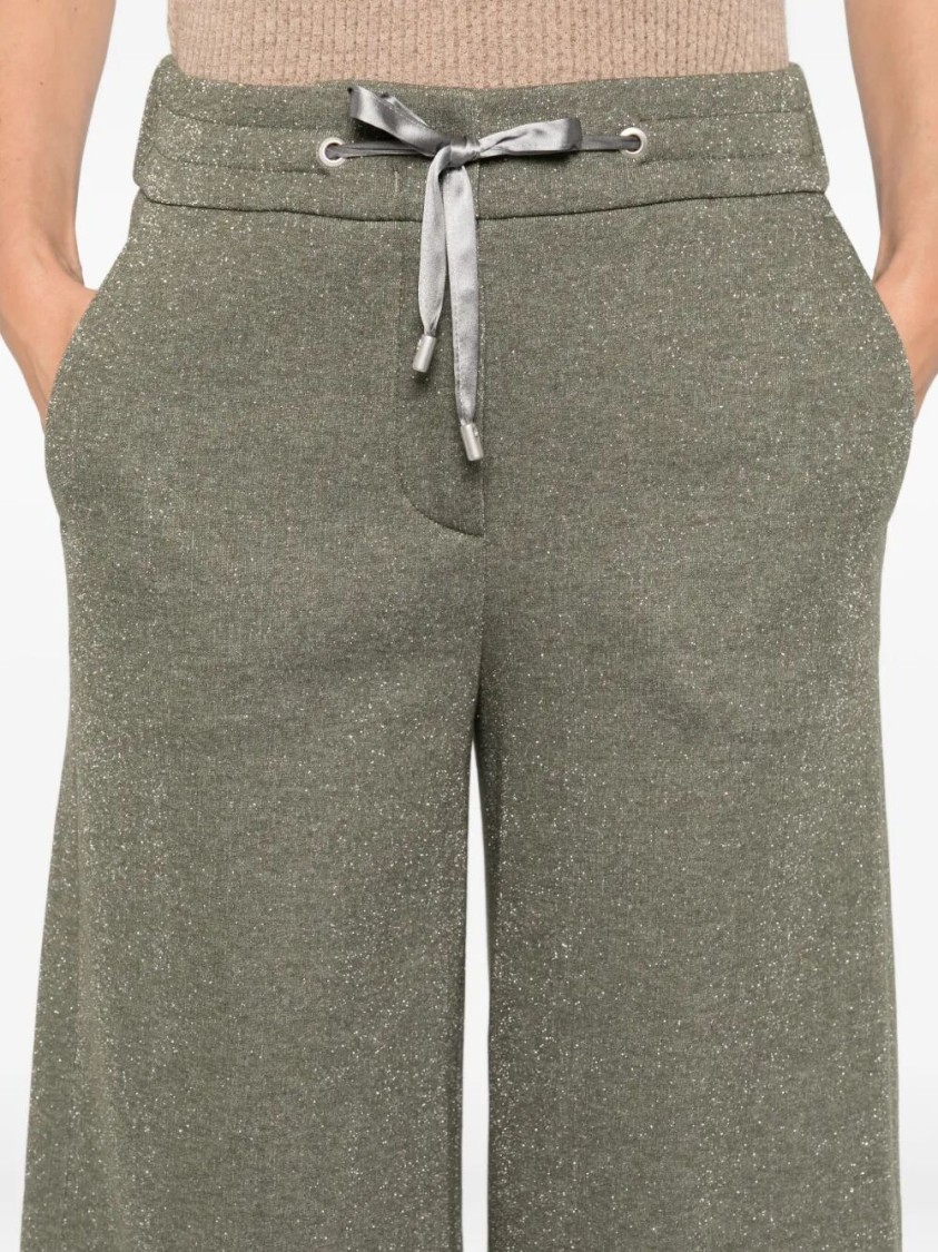 Peserico Wide-leg Pants With Drawstring Waist In Gray