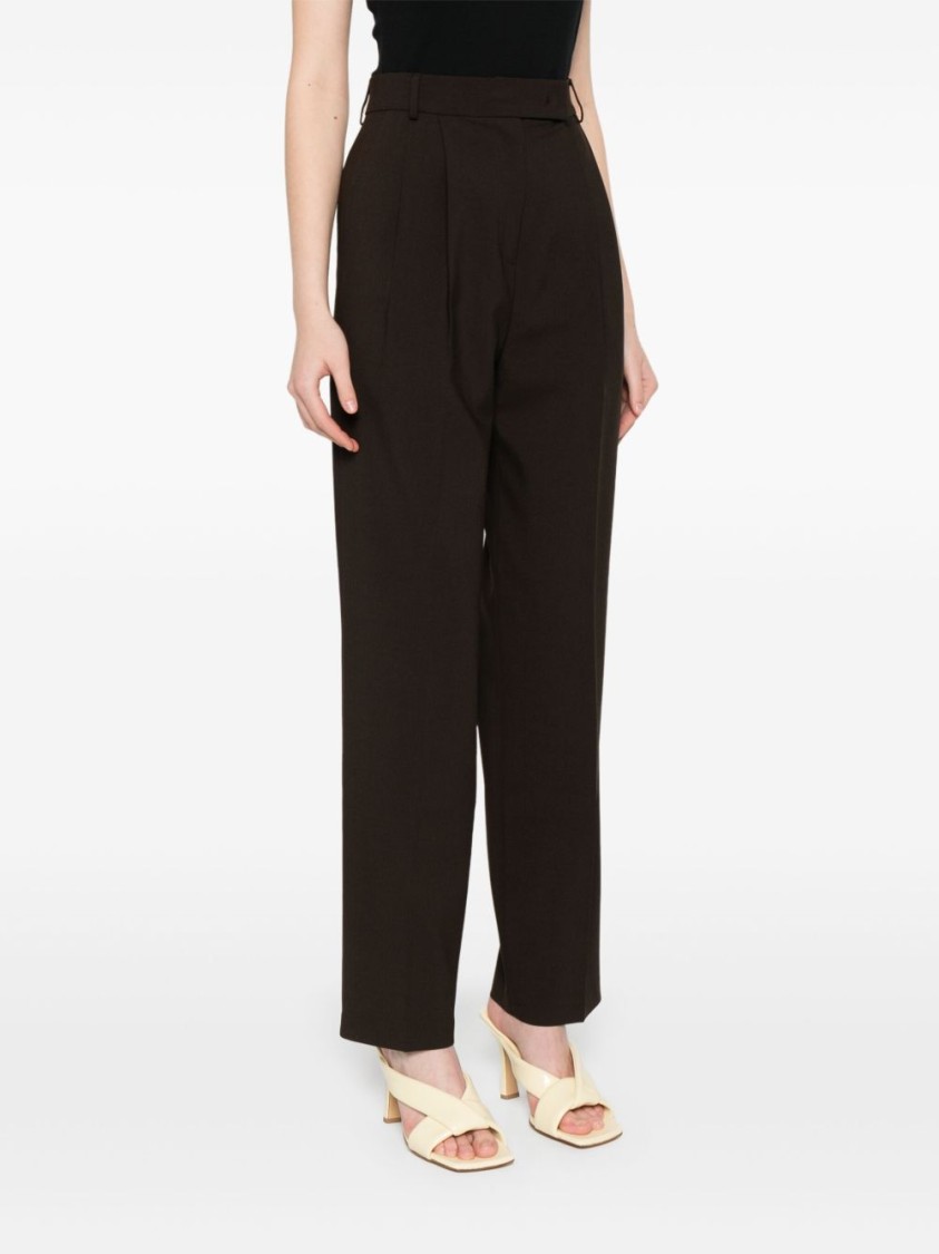 THE FRANKIE SHOP THE FRANKIE SHOP BROWN TAILORED SUIT PANTS WITH PLEAT DETAIL