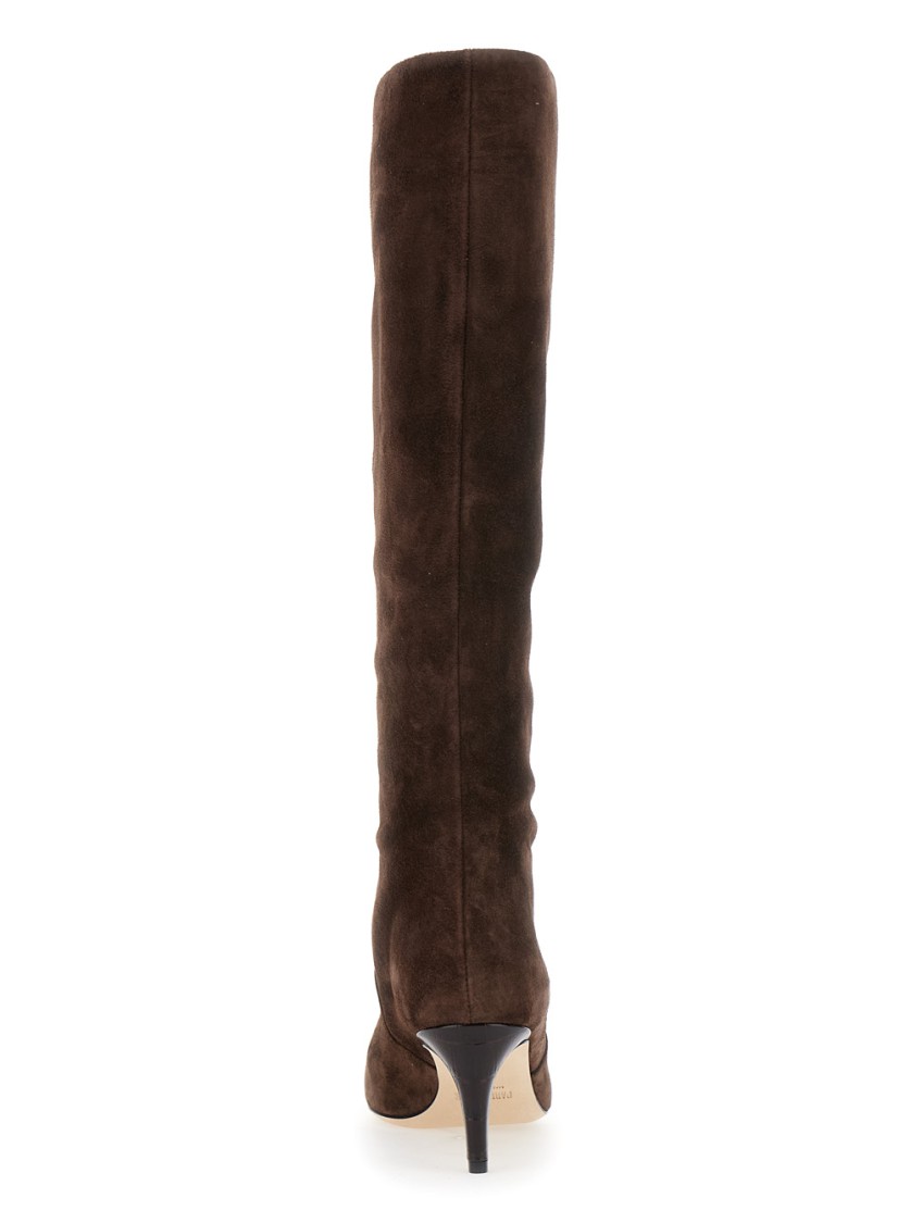 Paris Texas Knee-high Stiletto Boots With Pointed Toe In Black