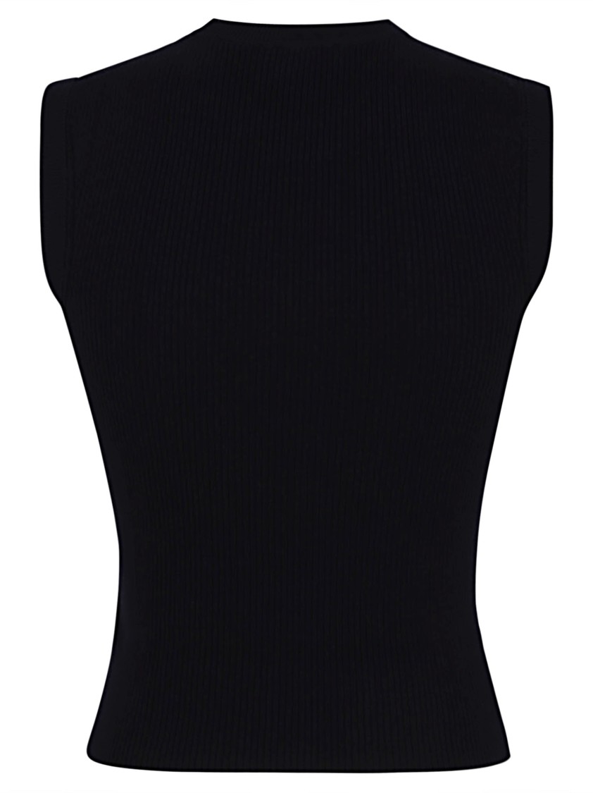 Shop Jil Sander Ribbed Cotton Sleeveless Top In Black