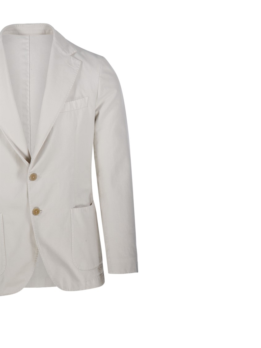 Santaniello Tailored Jacket With Notched Lapel And Polished Finish In White