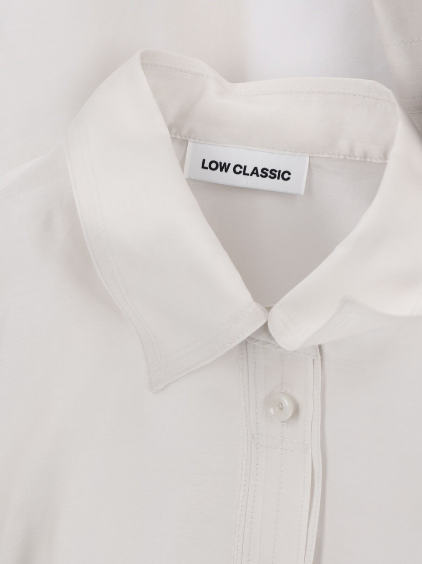 Low Classic White Shirt With Classic Collar And Rear Strap In Tech Fabric Woman In Neutrals