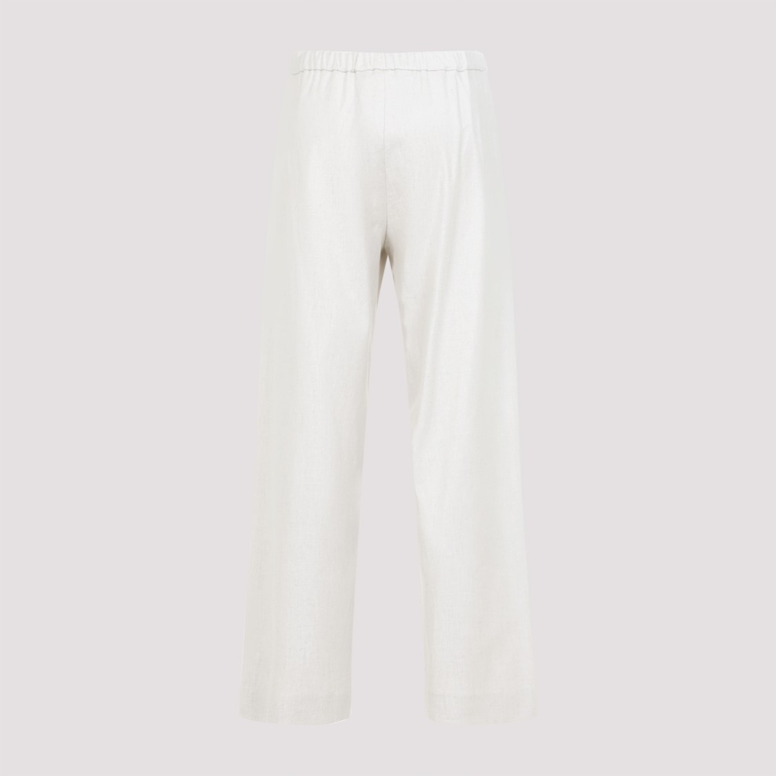 MAX MARA MAX MARA ELASTIC-WAIST ECRU LINEN PANTS WITH DRAWSTRING AND POCKETS