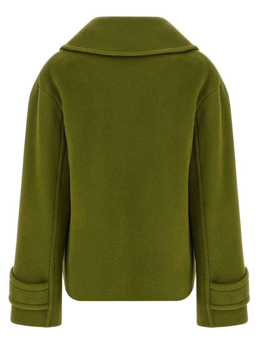 Tagliatore Double-breasted Mohair-wool Blend Coat In Green