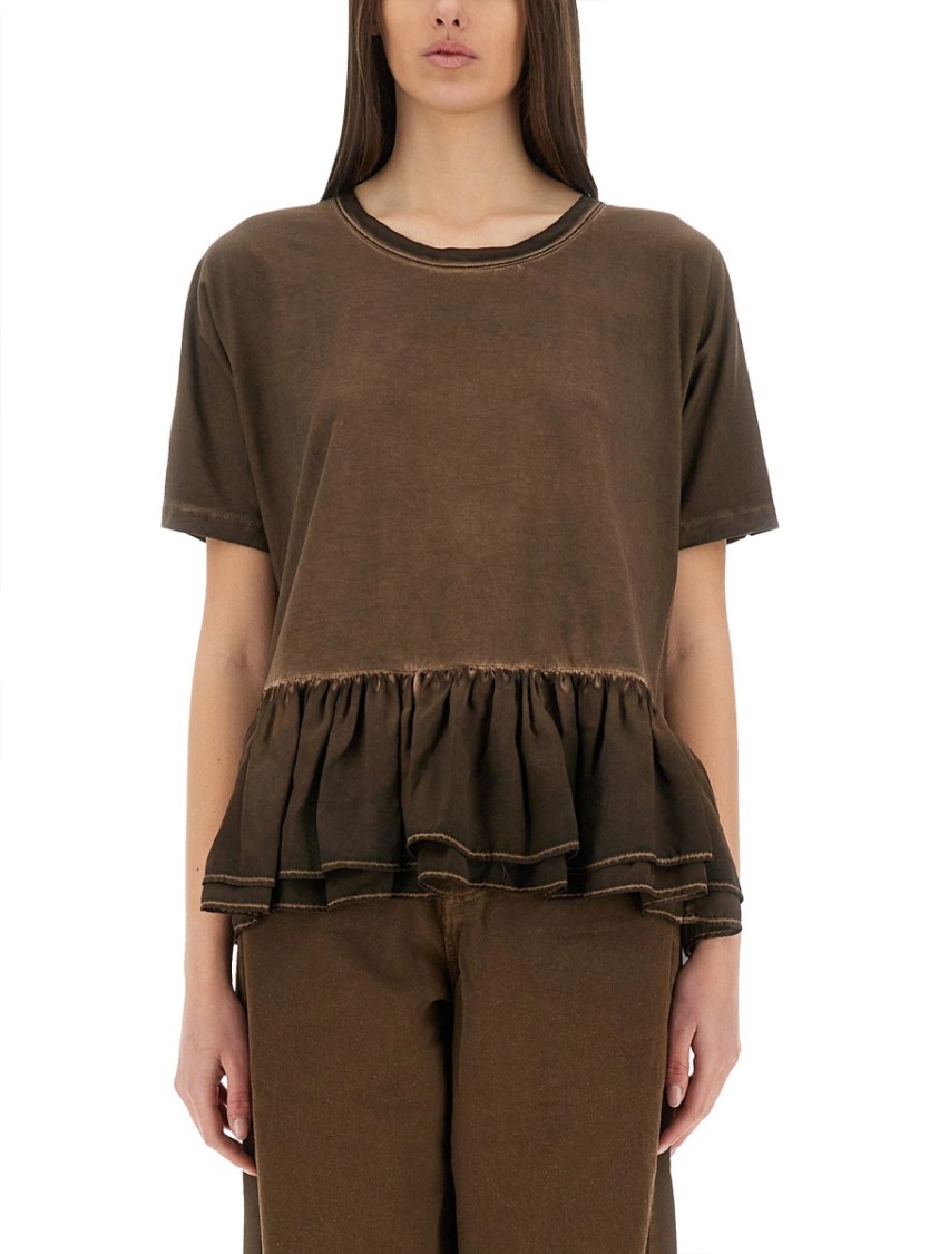 Uma Wang Round Collar And Trumpet T-shirt In Black