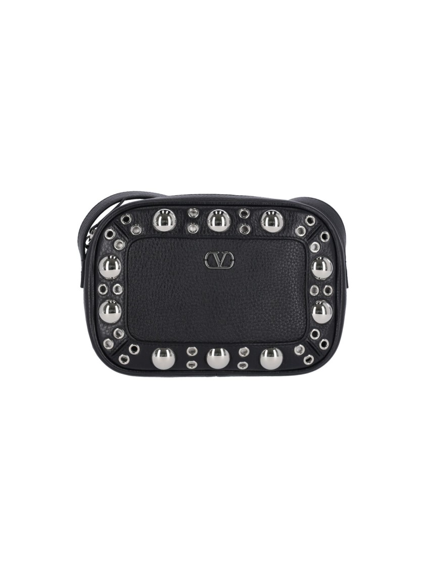 Valentino Garavani Compact Black Bag With Textured Exterior
