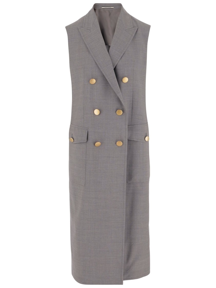 Shop Tagliatore Sleeveless Double-breasted Coat In Grey