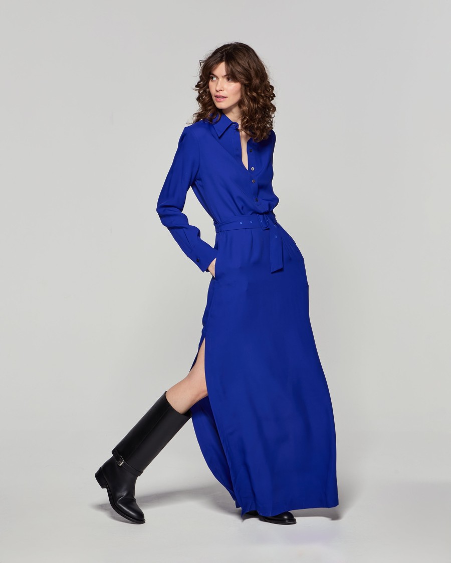 Serena Bute Classic Shirt Dress In Blue