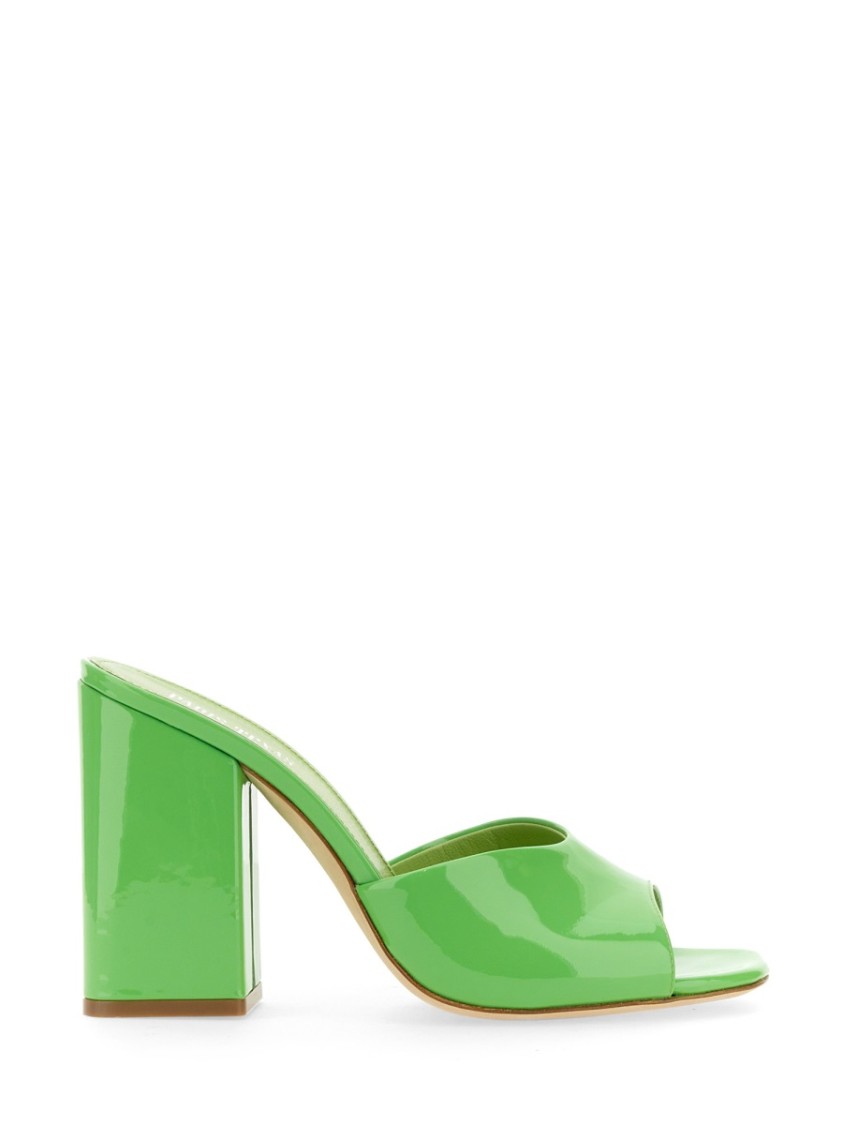 Shop Paris Texas Anja Open-toe Green Patent Leather Mules
