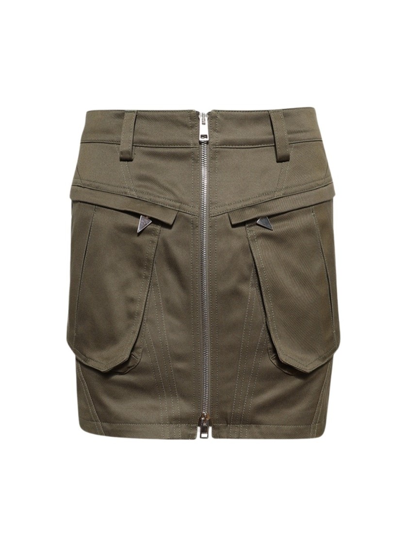 Mugler Khaki Cargo Miniskirt In Green