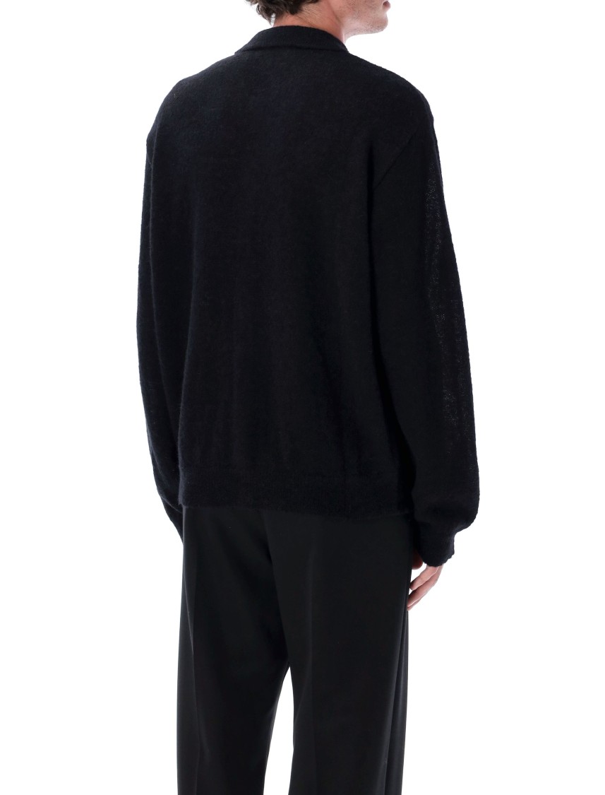 Our Legacy Boxy Fit Evening Polo In Soft Alpaca Blend In Black