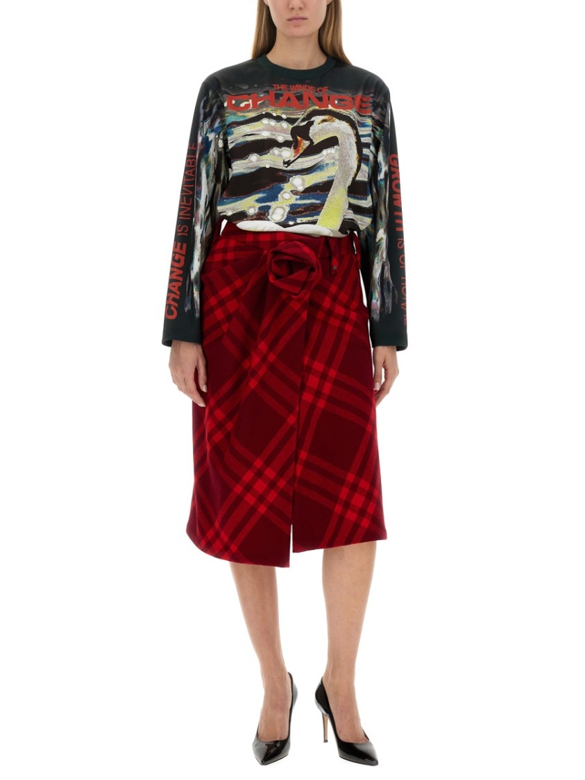 Burberry Swan Print Top In Black