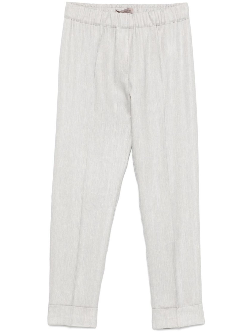 D Exterior Dexterior Relaxed Fit Grey Pants With Subtle Texture In Gray