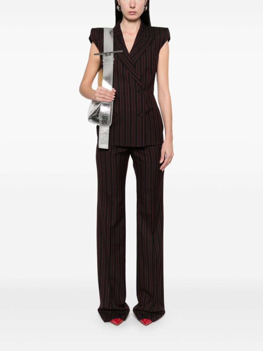 Alexander Mcqueen Tailored Pinstriped Wool Pants In Black