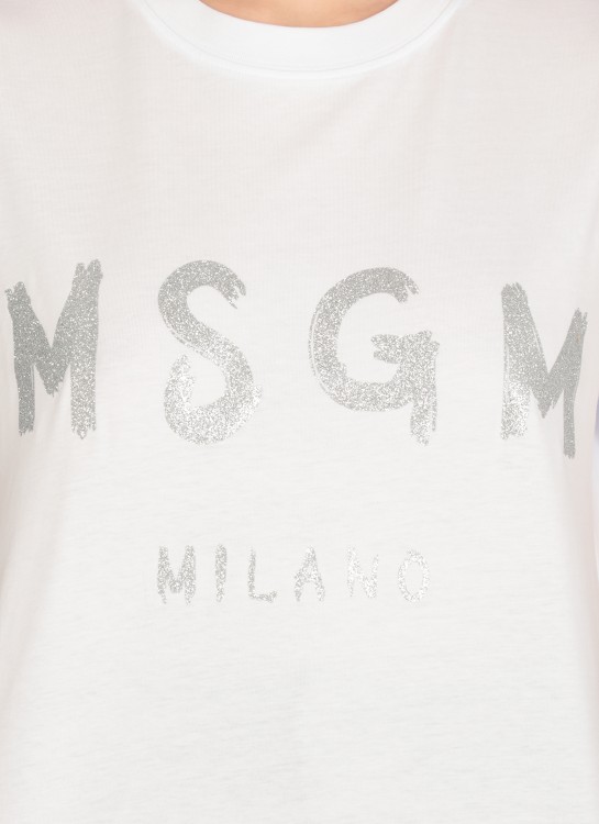 Tシャツ・カットソー MSGM Woman T-Shirt White MDM161237002 01 MSGM - Girls White Cotton Cropped Logo T-Shirt