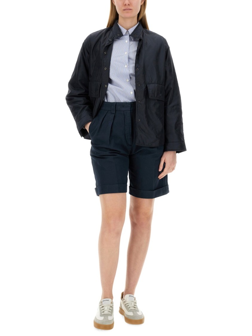 Shop Aspesi Tailored High-waisted Cotton-linen Shorts With Pleated Front In Neutrals