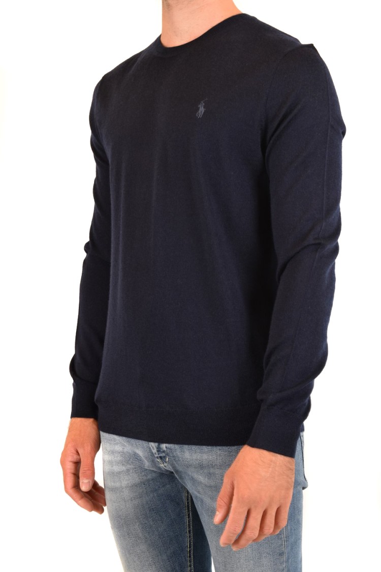Polo Ralph Lauren Black Crew Neck Knitwear In Blue