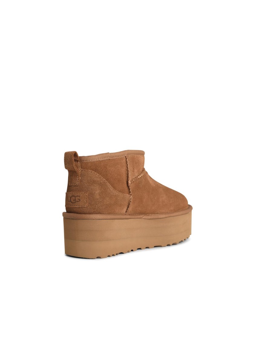 Ugg Classic Ultra Mini Platform' Chestnut Suede Boots In Brown