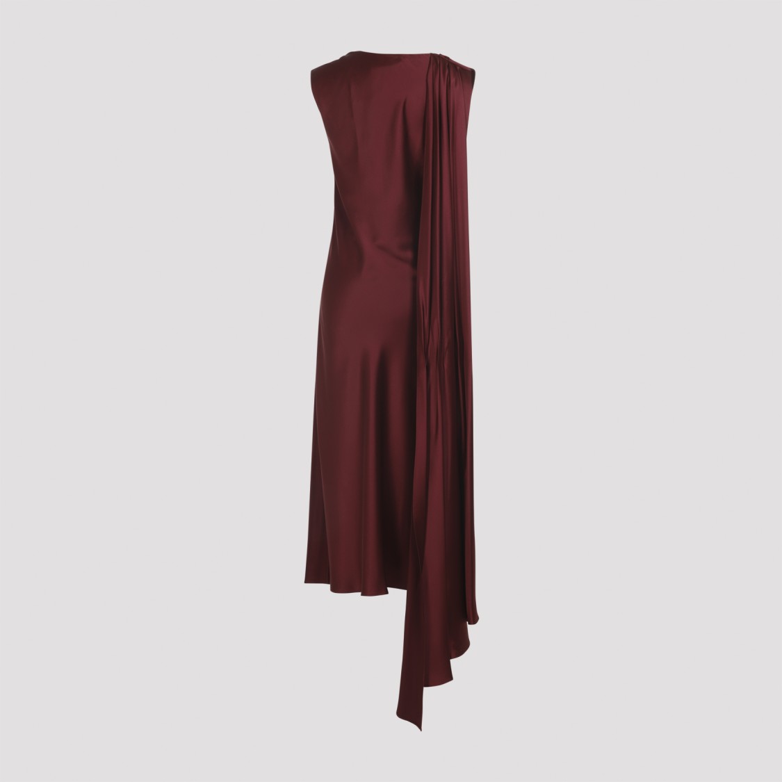 Max Mara Silk Midi Dress With Asymmetric Draped Detail In Burgundy