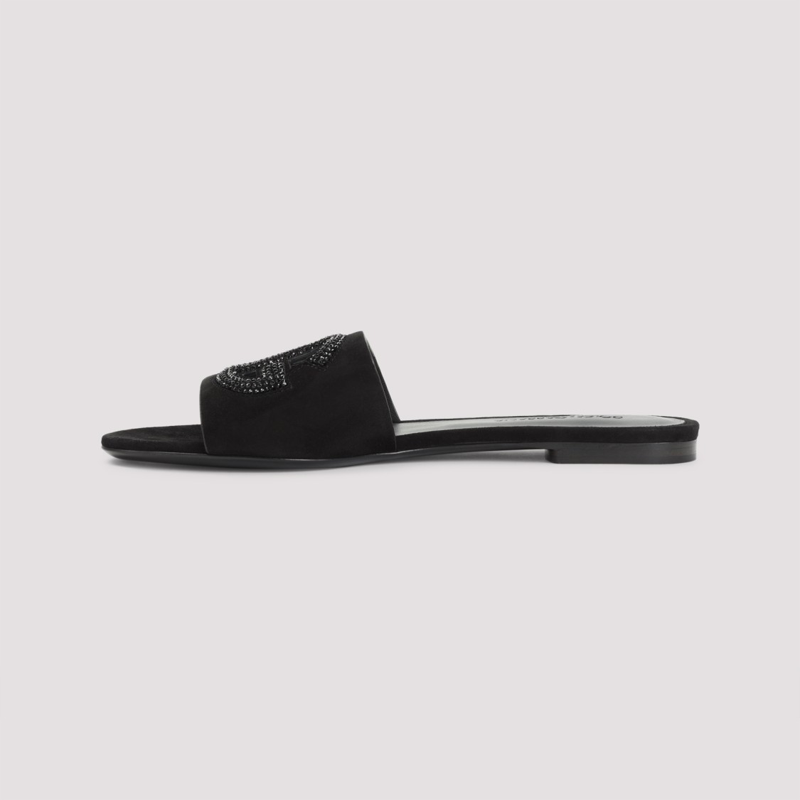 Dolce & Gabbana Open-toe Black Goat Leather Slippers In Black