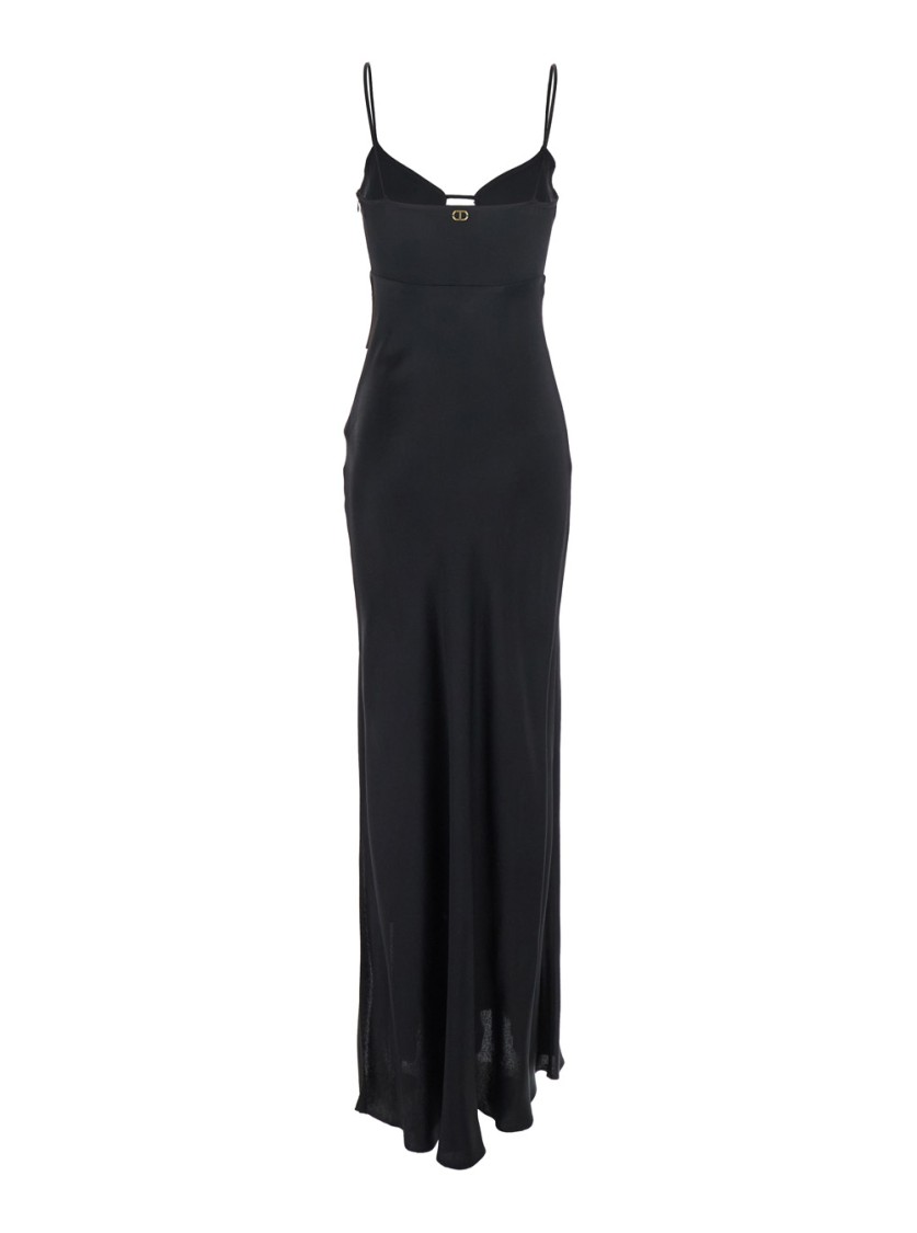 Shop Twinset Twin-set Black Long Dress With Thin Shoulder Straps
