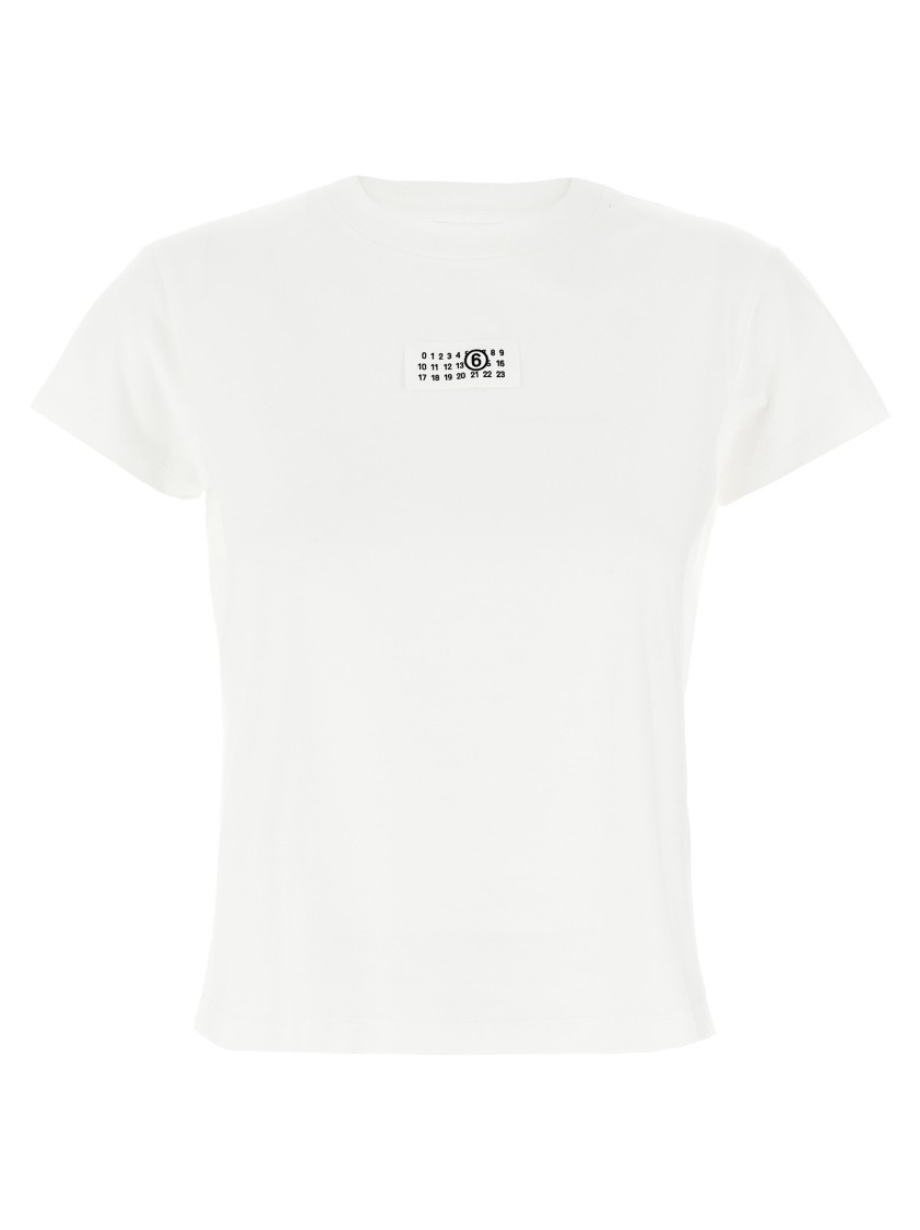 Mm6 Maison Margiela Mm6 By Maison Margiela Crewneck T-shirt With Front Logo Patch Detail In White