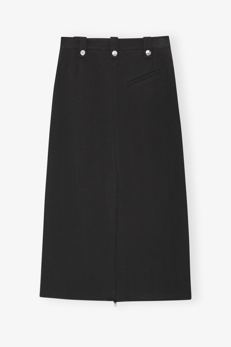 Ganni Zip-up Crepe Midi Skirt