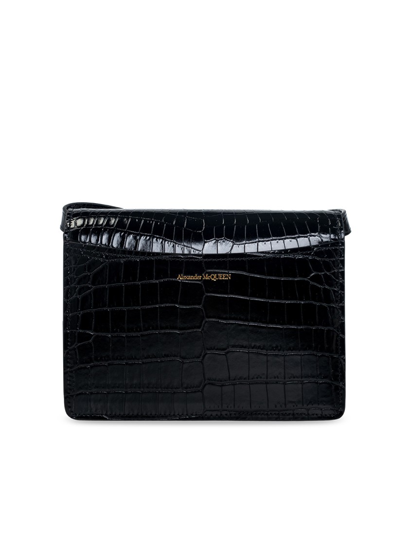Alexander Mcqueen The Four Ring Crossbody Bag In Black
