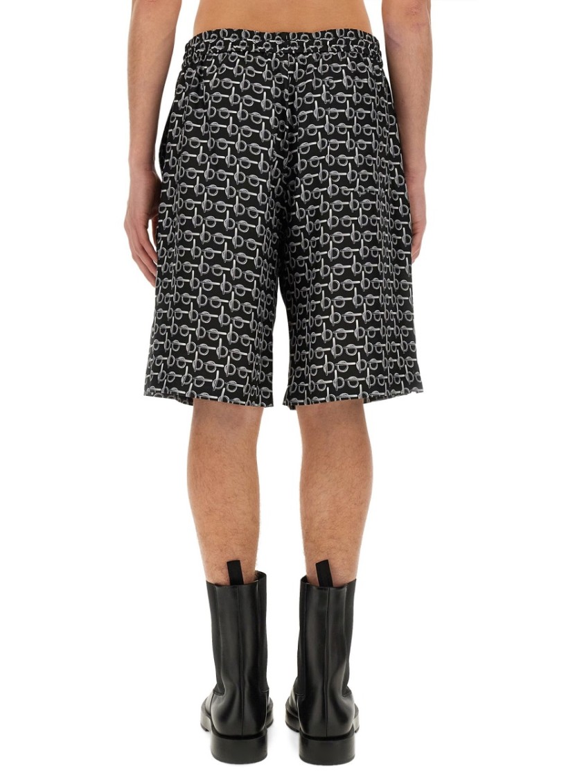 Shop Burberry All Over Print Bermuda Shorts In Grey