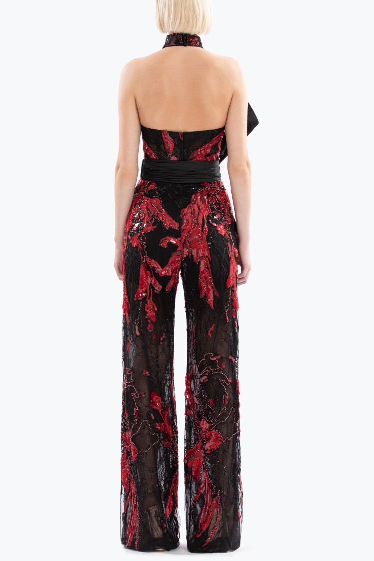 Saiid Kobeisy Embroidered Strapless Jumpsuit In Black