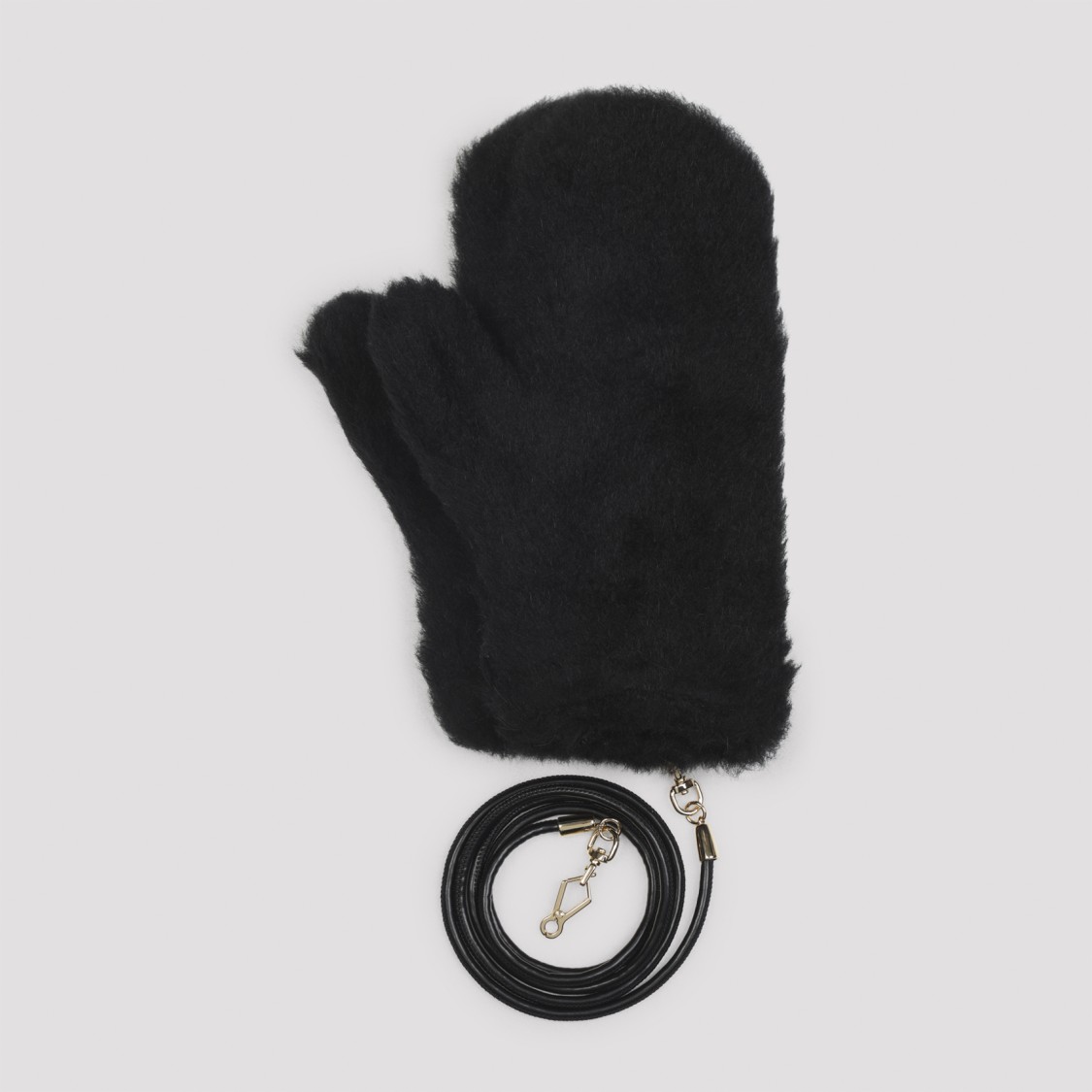 Max Mara Plush Black Alpaca And Wool Blend Gloves In Black