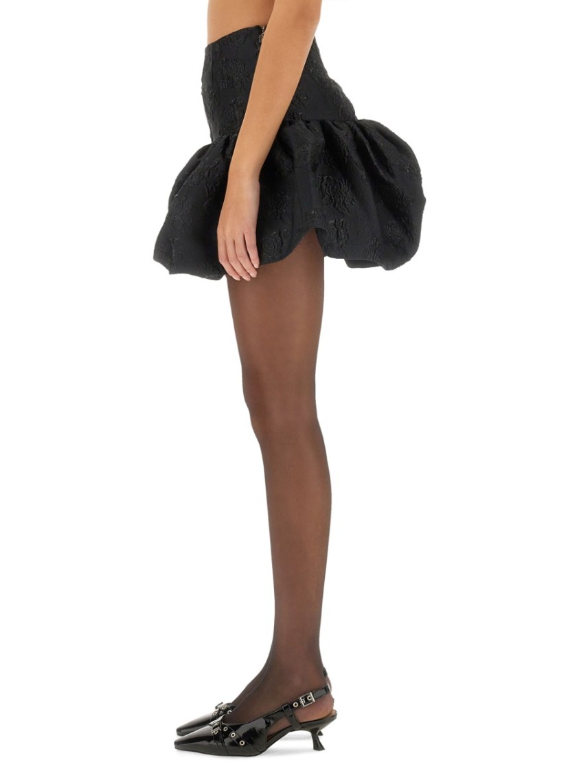 Shop Rotate Birger Christensen Rotate High-waisted Mini Skirt In Textured Jacquard In Black
